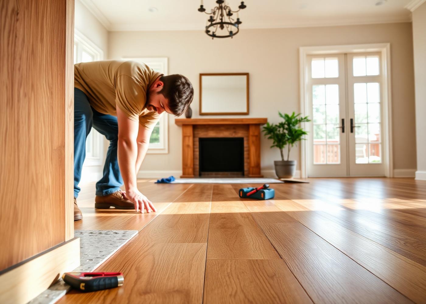 Flooring installation in progress