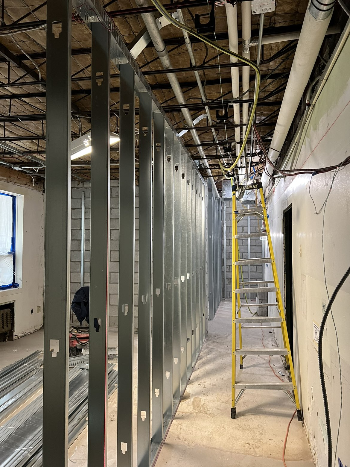 Commercial corridor steel framing