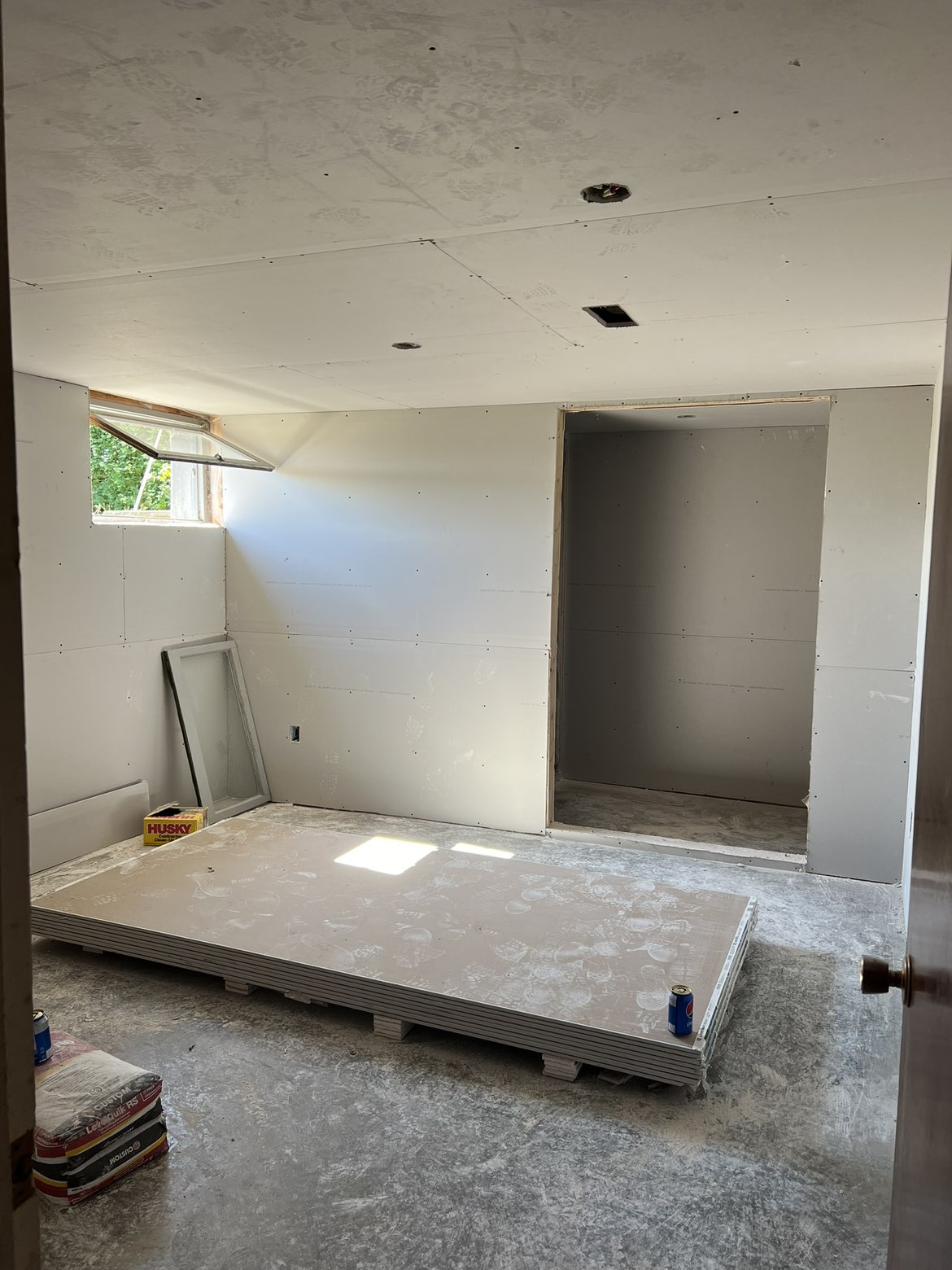 Basement room ready for taping